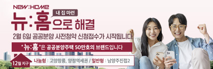 내집마련 뉴홈으로 해결 2월 6일 공공분양 사전청약 신청접수가 시작됩니다. 뉴홈은 공공분양주택 50만호의 브랜드입니다. 12월지구 나눔형:고양창릉,양정역세권 / 일반형:남양주진접2